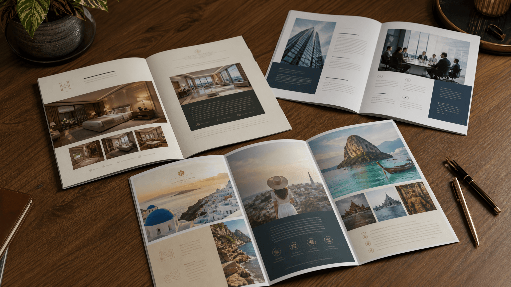 AI brochure maker — bifold and trifold travel, hotel, and company brochures