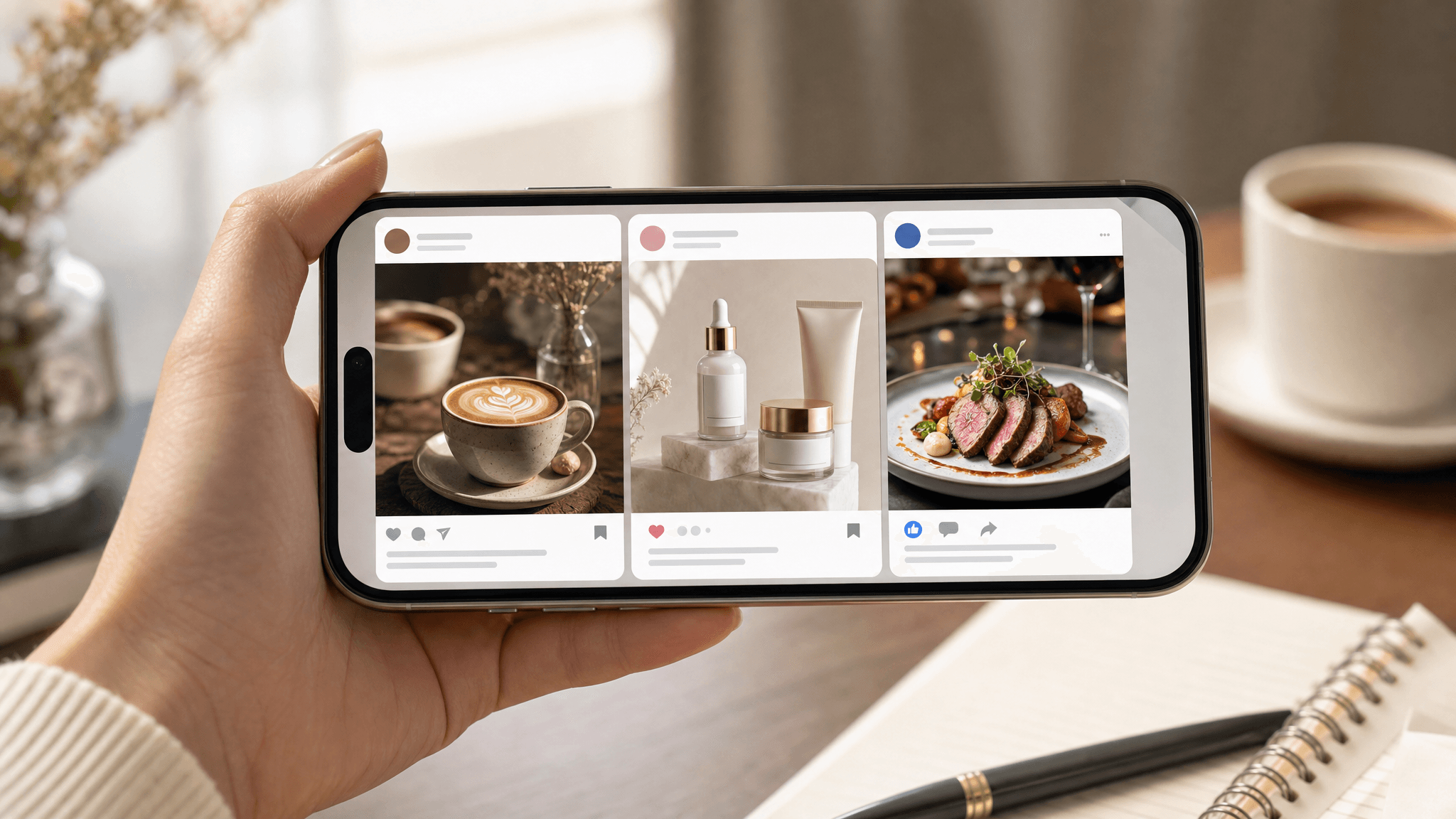 AI social media post design — Instagram, Facebook, and Xiaohongshu posts